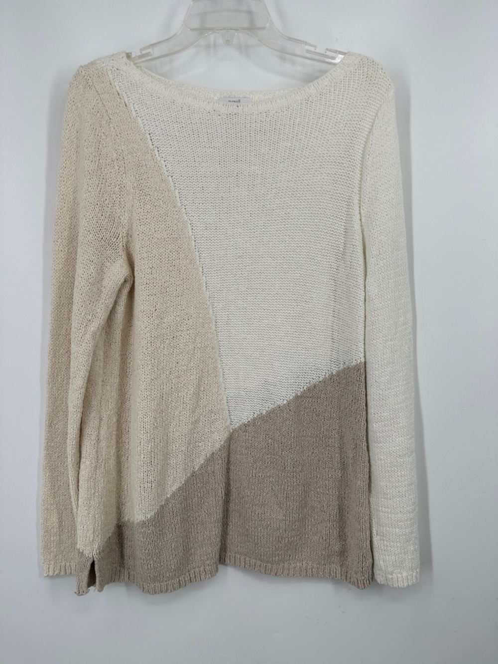 Pure Jill Colorblock Crewneck Sweater - Cream & Tan